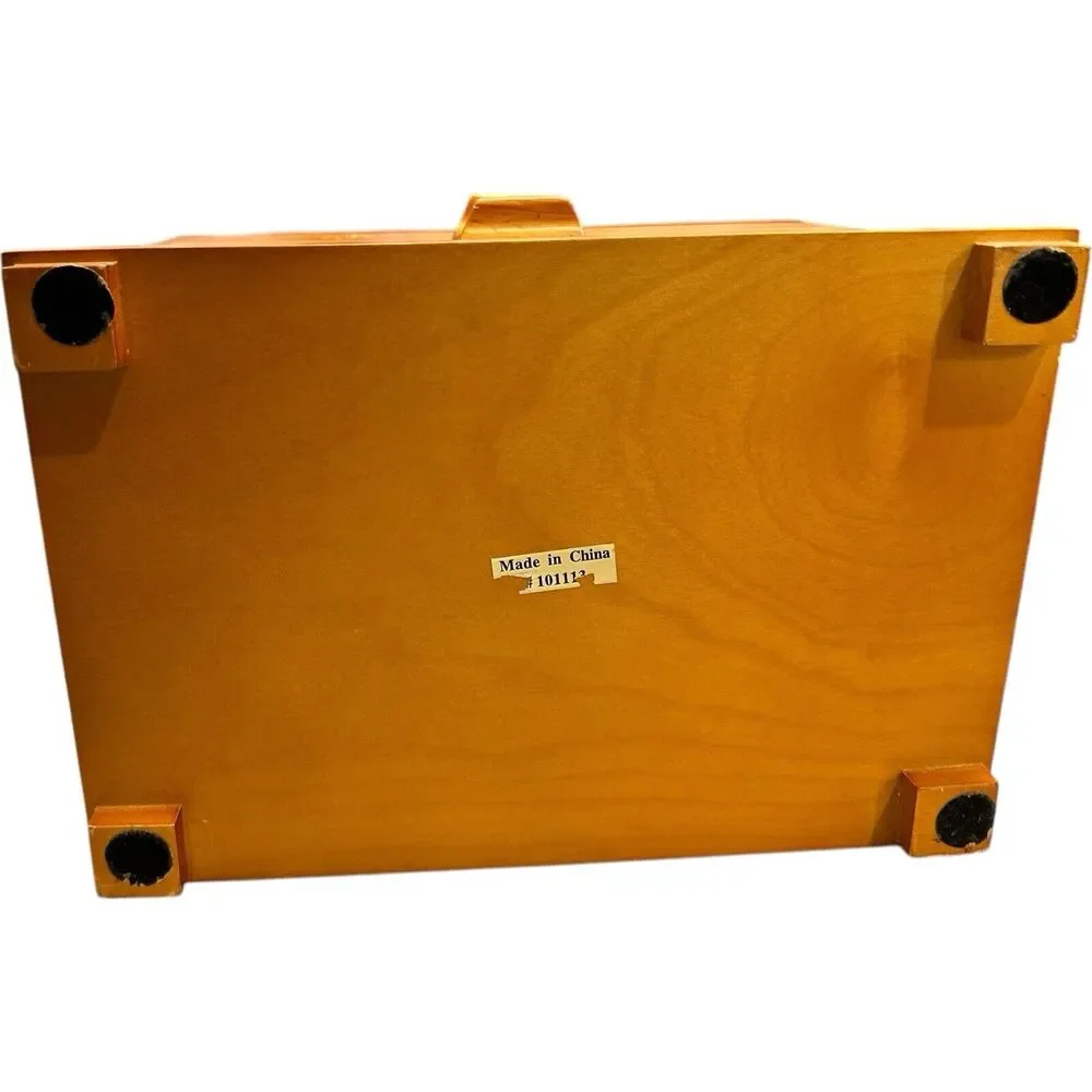 JEWELRY BOX BIRCH WOOD FELT LINED TWO DRAWER HINGED LID COMPARTMENT MIRROR